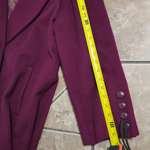Vintage Alorna Wool Coat Womens Large Burgundy Double Breasted Super Fina - Picture 4 of 6